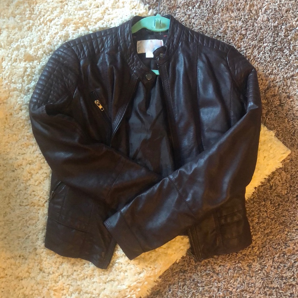 Brown Faux Leather Jacket - Picture 1 of 7